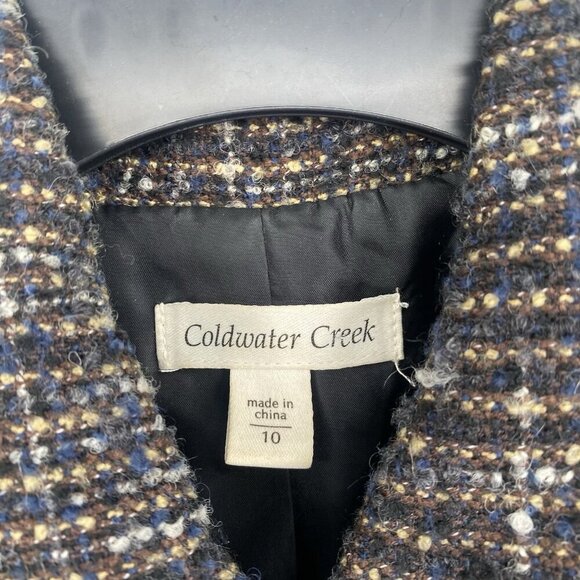 Coldwater Creek Size 10 Tweed Blazer Short Sleeve Jacket Wool Blend - Picture 8 of 13